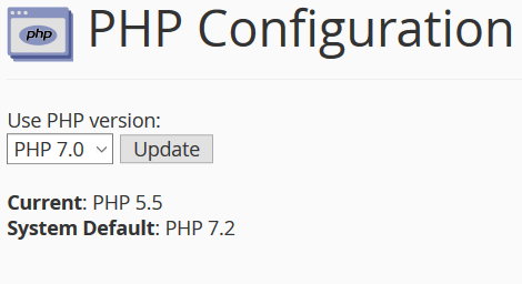 PHP Configuration Screen